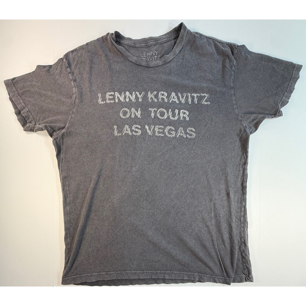 Lenny Kravitz On Tour Las Vegas T-Shirt Gray Lightning Bolt Graphic Mens Large